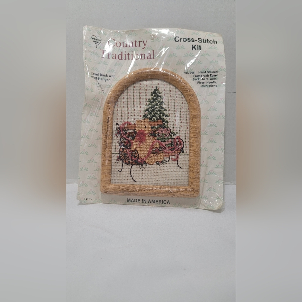 Christmas Cross-Stitch Kit with Bear and Tree